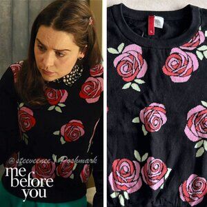 H&M Black Rose Sweater ASO Louisa Clark in Me Before You